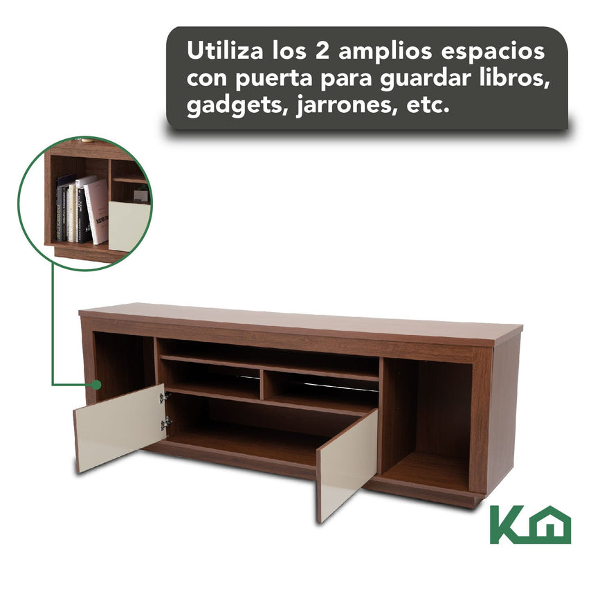 Mueble Para Tv Pantalla Mesa Modular 180 Cm Repisas y Puerta300345