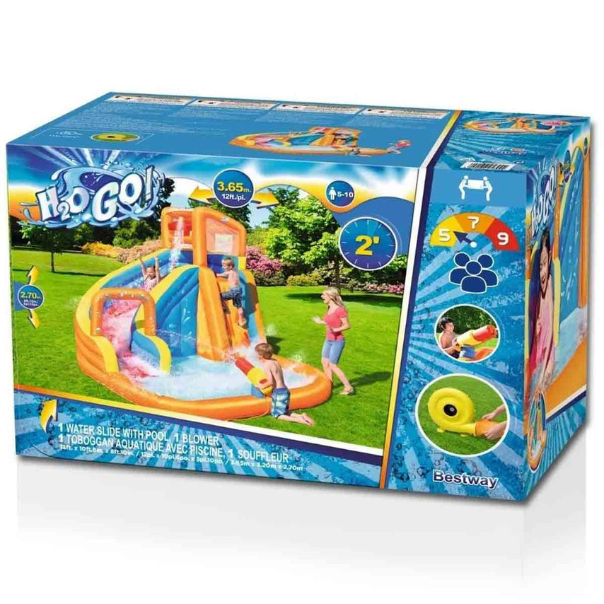 Parque Acuatico Inflable con Alberca y Resbaladilla Turbo Splash Zone Mega H2OGO Con Bomba 110v 53302E Bestway53302E-BEST