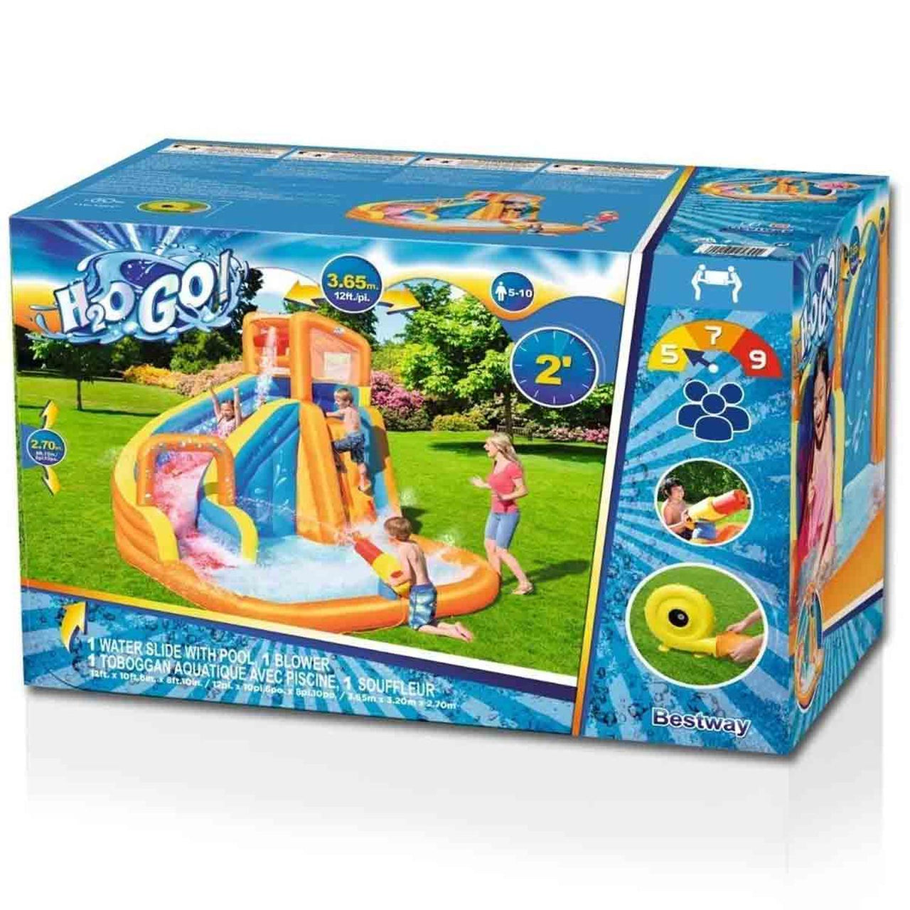 Parque Acuatico Inflable con Alberca y Resbaladilla Turbo Splash Zone Mega H2OGO Con Bomba 110v 53302E Bestway