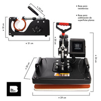 Plancha Sublimacion Combo 9 En 1 Prensa Trasferencia Calor NegroIOMSMS080001