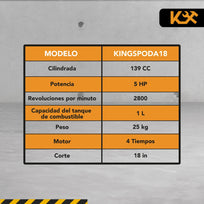 Podadora De Cesped A Gasolina 5hp 139cc Cte 18 5 PosicionesKINGSPODA18