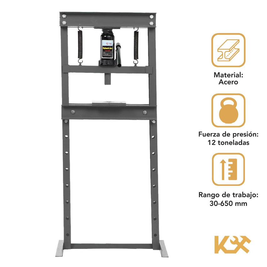 Prensa Hidraulica 12 Toneladas Acero Reforzado Uso RudoKMPR12T