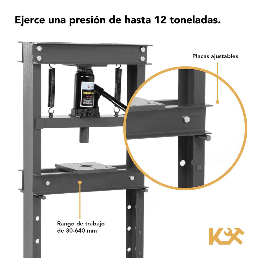 Prensa Hidraulica 12 Toneladas Acero Reforzado Uso RudoKMPR12T