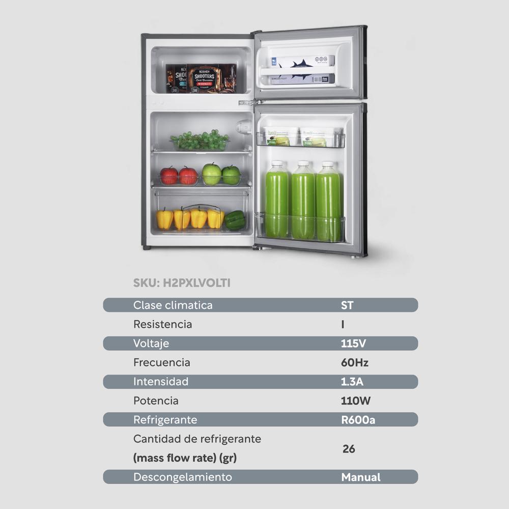 Refrigerador 3 Pies/85 Litros LED Con Freezer 2 Puertas 115V