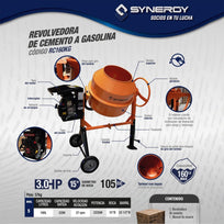Revolvedora De Cemento A Gasolina 160 Litros Synergy ConcretoRC160KG-SYN