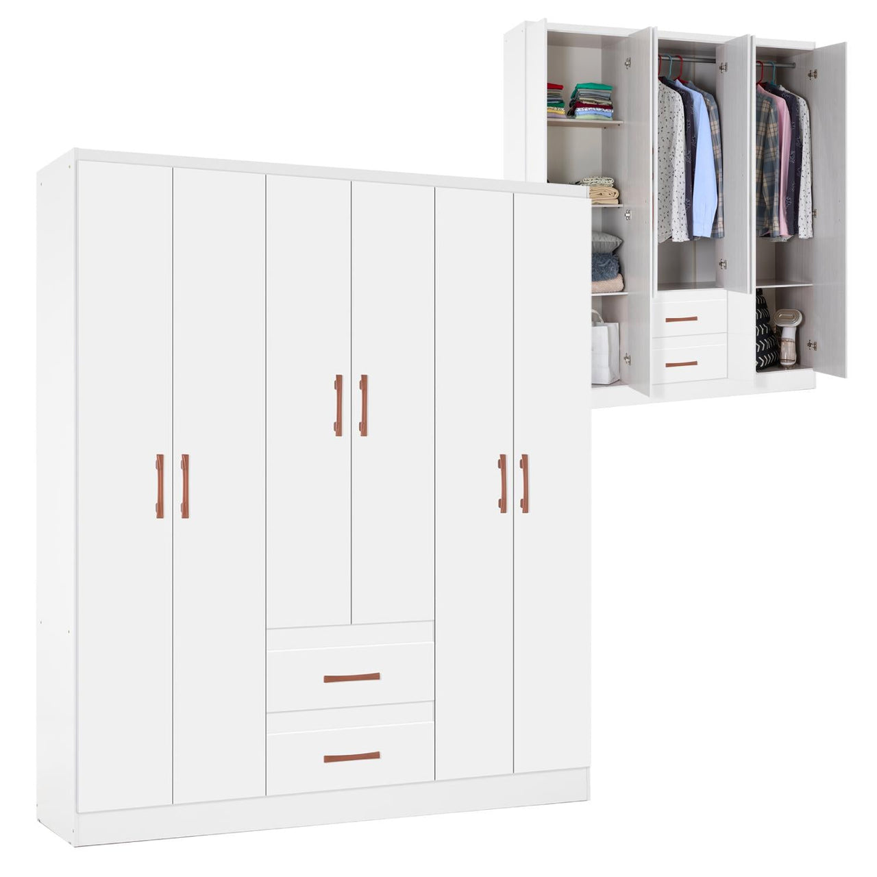 Ropero Closet Armario Mueble Moderno Con 6 Puertas 2 cajones