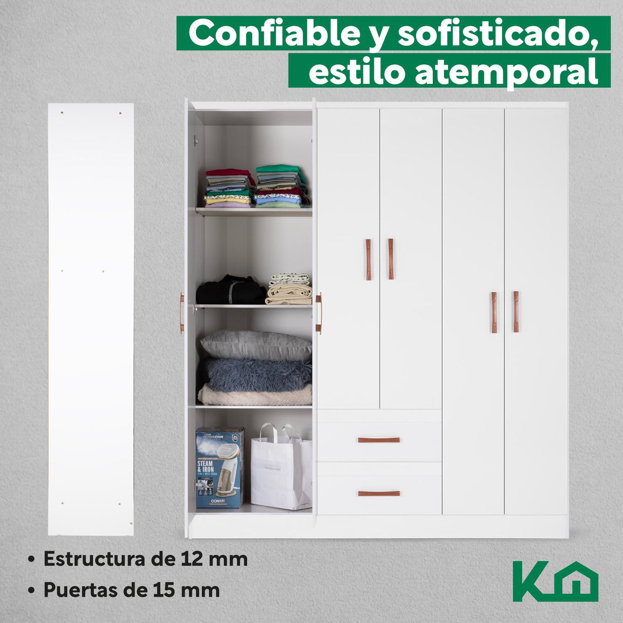 Ropero Closet Armario Mueble Moderno Con 6 Puertas 2 cajones