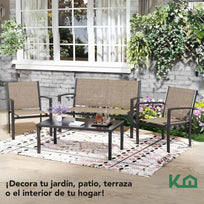 Sala Exterior para Jardin Textileno Sillas Sillon Mesa 4 PiezasKH4PLN