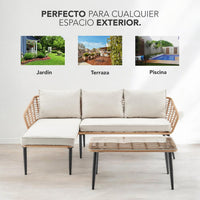 Thumbnail for Sala L Esquinera Jardín Mimbre Ratán Sillón + Mesa Exterior