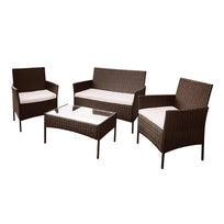 Sala Rattan Para Exterior Jardin Mimbre Marron Cojines BeigeKH4PLSRB