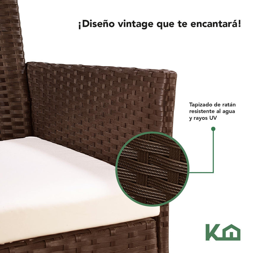 Sala Rattan Para Exterior Jardin Mimbre Marron Cojines BeigeKH4PLSRB