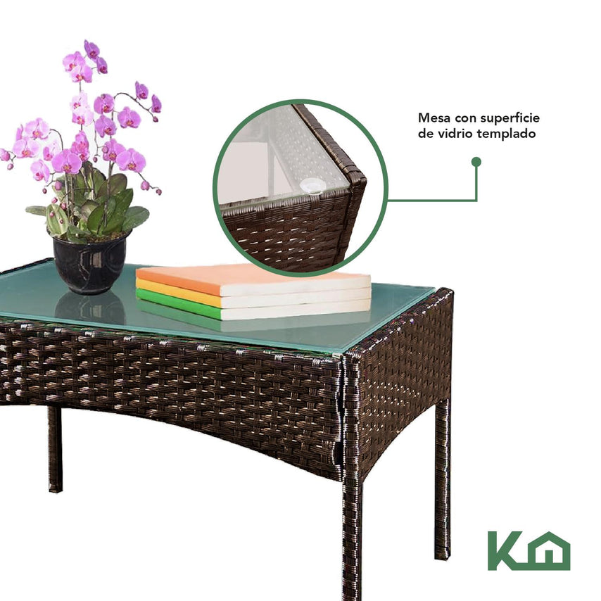 Sala Rattan Para Exterior Jardin Mimbre Marron Cojines BeigeKH4PLSRB