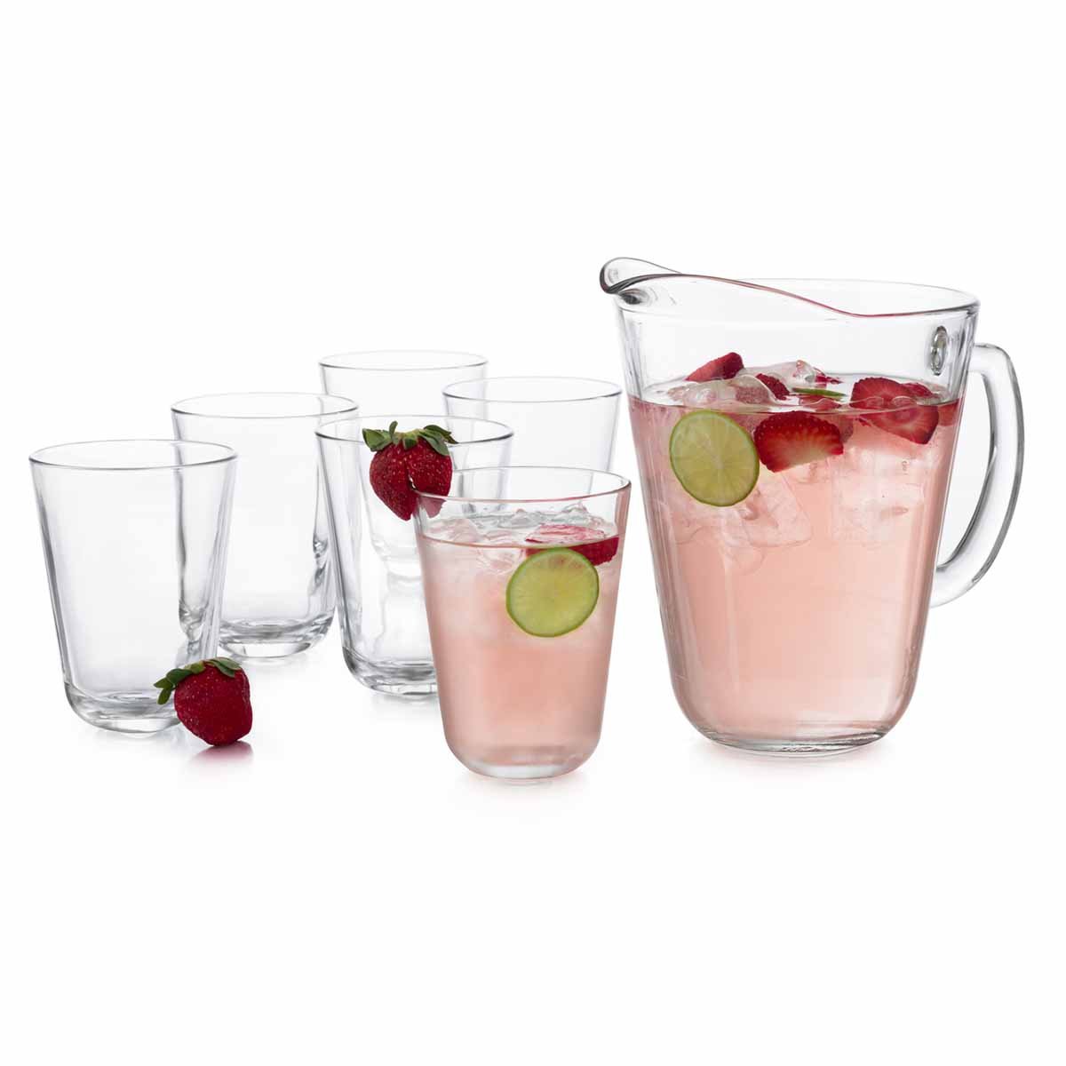 Set 6 Vasos 390 Ml + Jarra Vidrio Calypso Cocina Beber Crisa