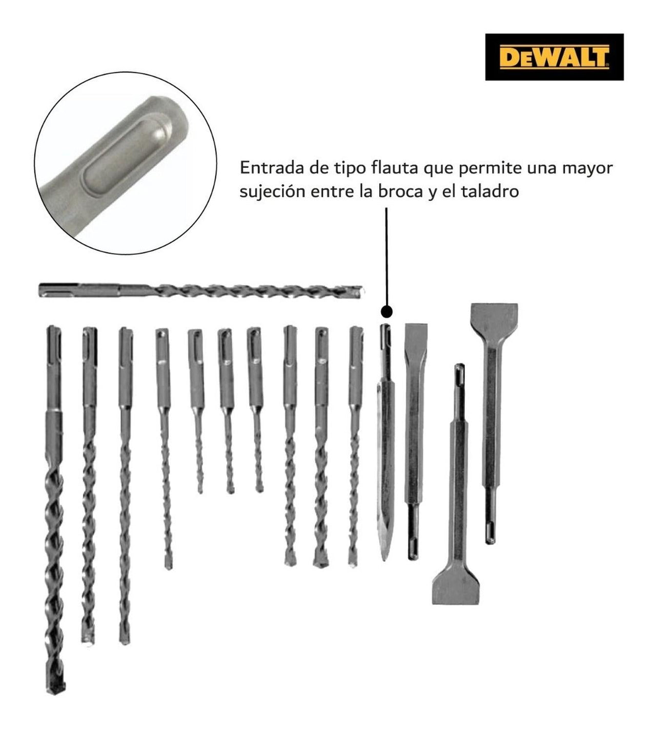 Set De 15 Brocas Cinceles Sds Plus Portafolio Dwa0870 Dewalt