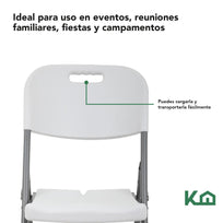 Set de 4 Sillas Plegables Blanco De Plastico Eventos JardinCOMBO - KH - 133