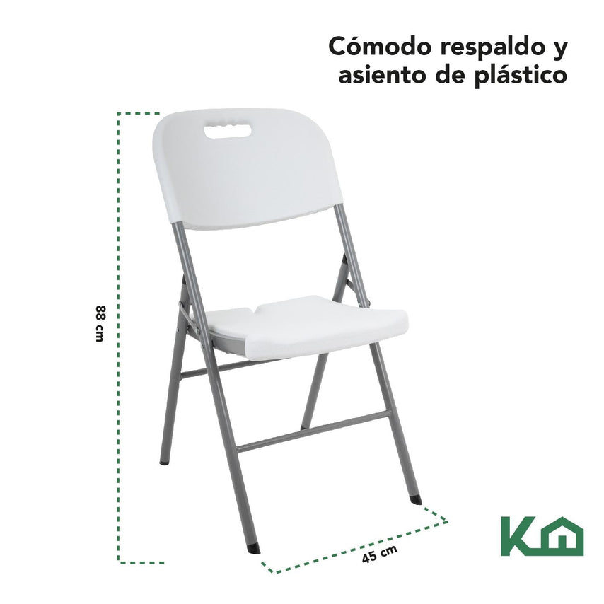 Set de 4 Sillas Plegables Blanco De Plastico Eventos JardinCOMBO - KH - 133