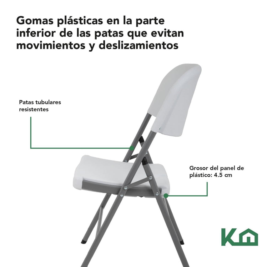 Set de 4 Sillas Plegables Blanco De Plastico Eventos JardinCOMBO - KH - 133