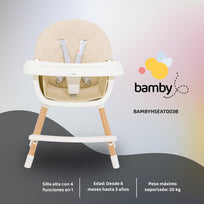 Silla Alta Bebe Para Comer Altura Ajustable Y Charola 4 En 1BAMBYHSEAT003B