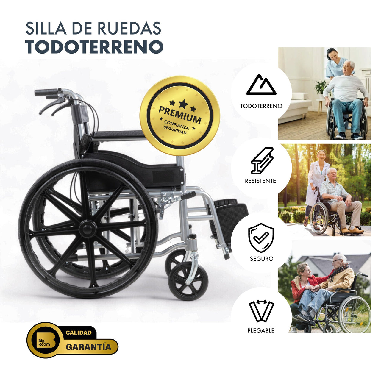 Silla De Ruedas Ligera Plegable Traslado Compacta Con Freno