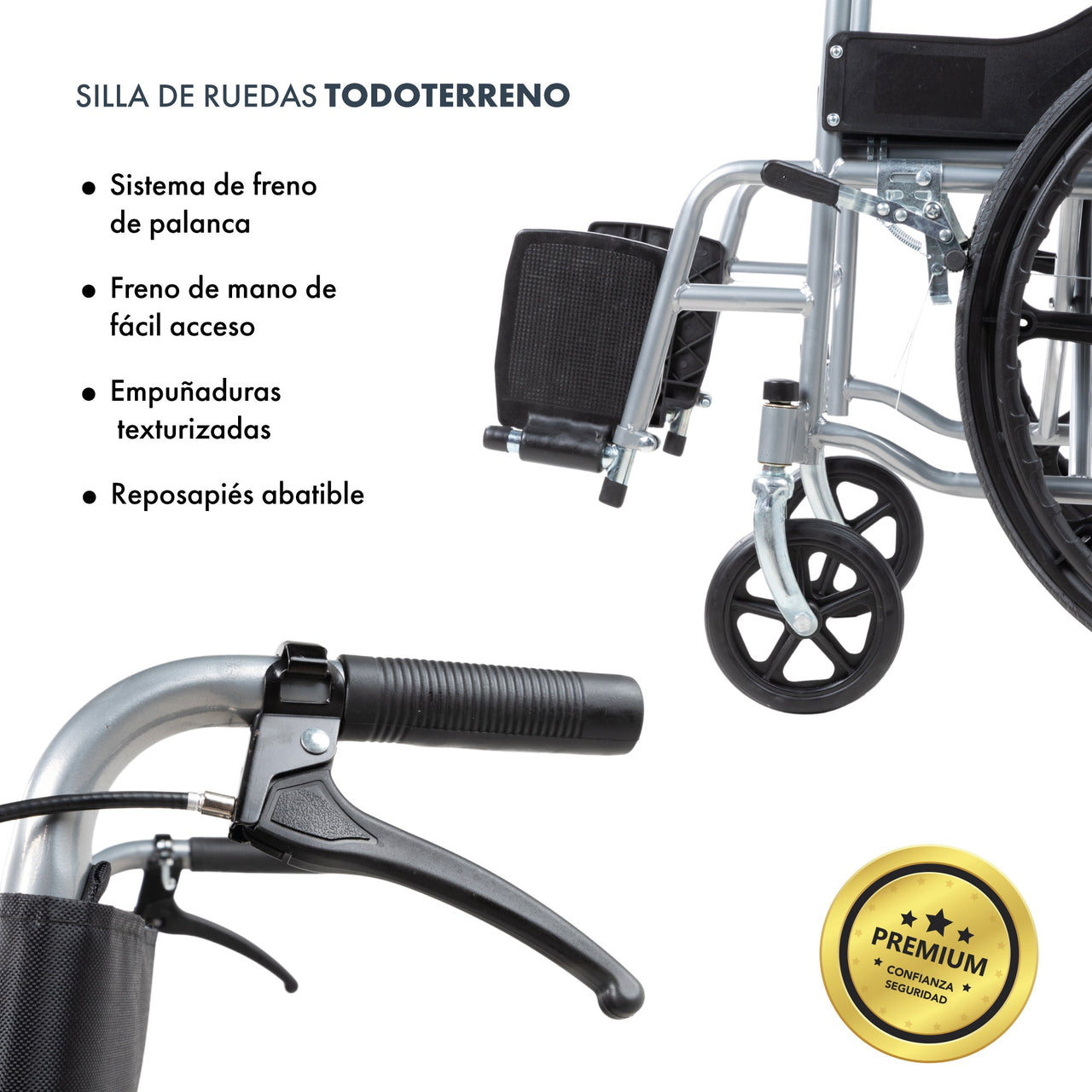 Silla De Ruedas Ligera Plegable Traslado Compacta Con Freno