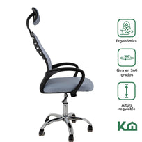 Silla Ejecutiva con Respaldo Reclinable Gris Mesh OficinaKHSOG