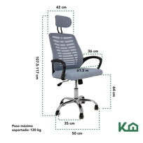 Silla Ejecutiva con Respaldo Reclinable Gris Mesh OficinaKHSOG