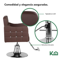 Silla Sillon Barbero Estetica Hidraulico Ajustable MarronKHSBCM