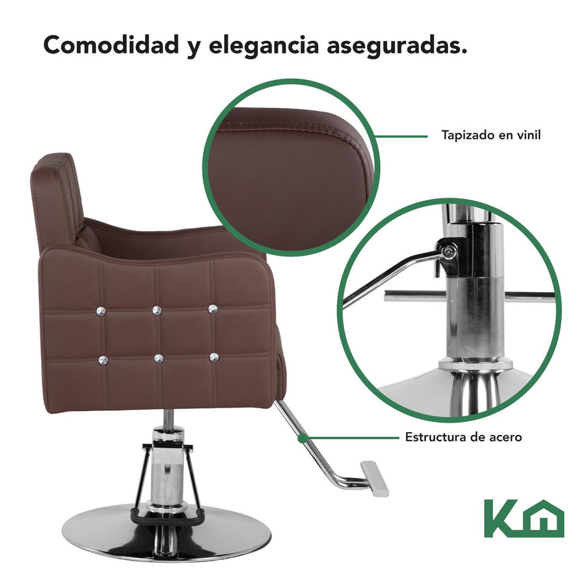 Silla Sillon Barbero Estetica Hidraulico Ajustable MarronKHSBCM