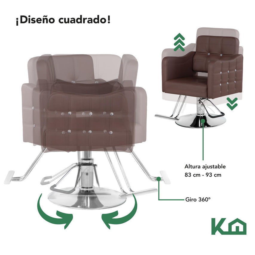 Silla Sillon Barbero Estetica Hidraulico Ajustable MarronKHSBCM