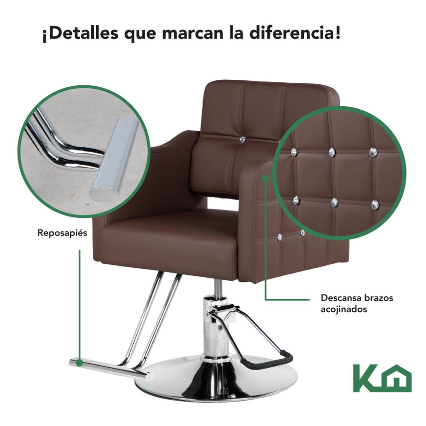 Silla Sillon Barbero Estetica Hidraulico Ajustable MarronKHSBCM