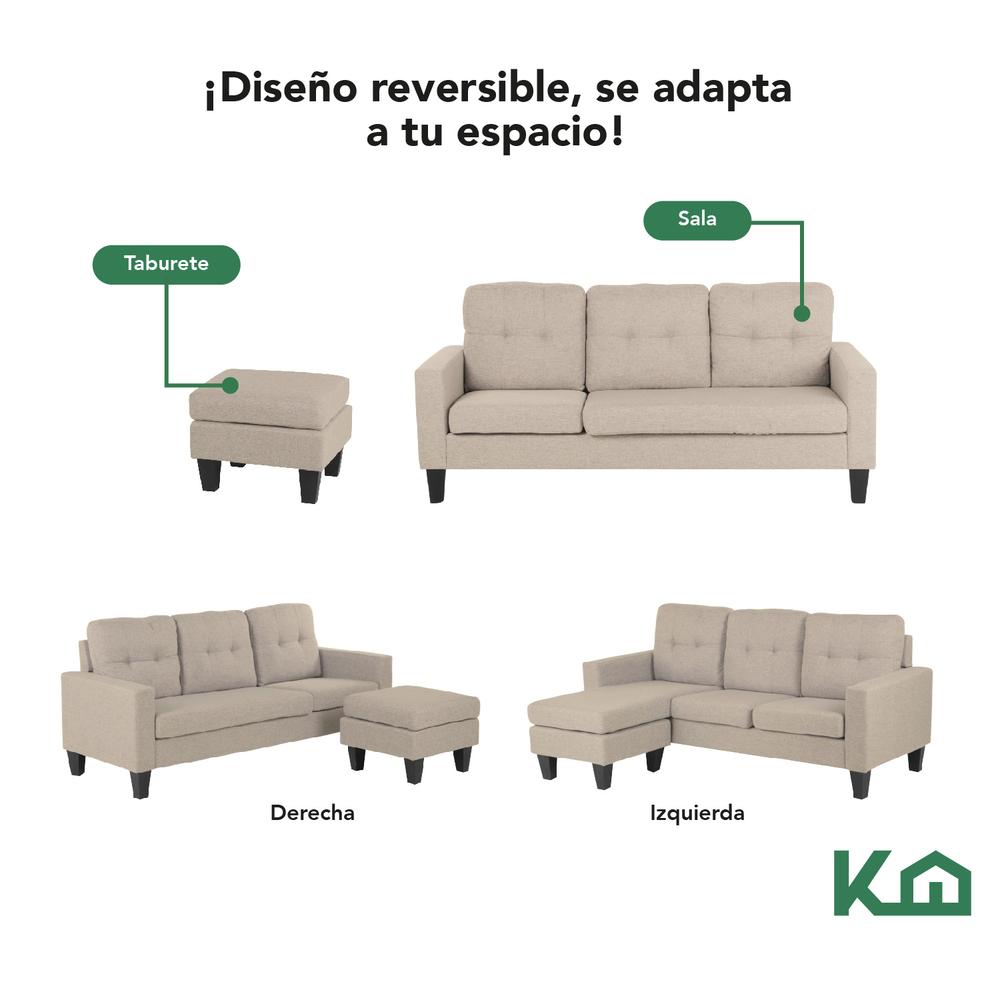 Silla Sofá Sala Esquinera Izquierda Sillón Reversible Madera