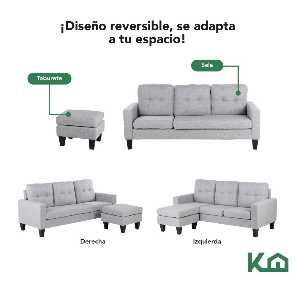 Silla Sofá Sala Esquinera Izquierda Sillón Reversible Madera