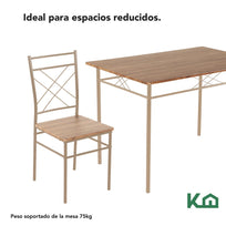 Sillas De Comedor + Mesa Madera Cocina Restaurante Cafetería Color BeigeKHMESAX4SNE