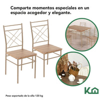 Sillas De Comedor + Mesa Madera Cocina Restaurante Cafetería Color BeigeKHMESAX4SNE