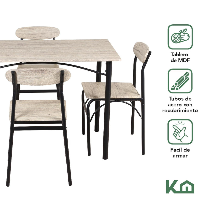 Sillas De Comedor y Mesa Metal Cocina Cafeteria RestauranteKHMESAX4SMC