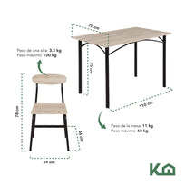 Sillas De Comedor y Mesa Metal Cocina Cafeteria RestauranteKHMESAX4SMC