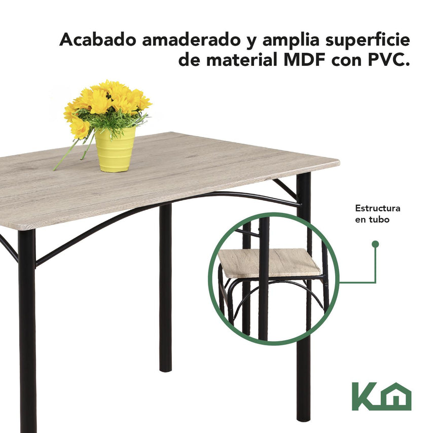 Sillas De Comedor y Mesa Metal Cocina Cafeteria RestauranteKHMESAX4SMC