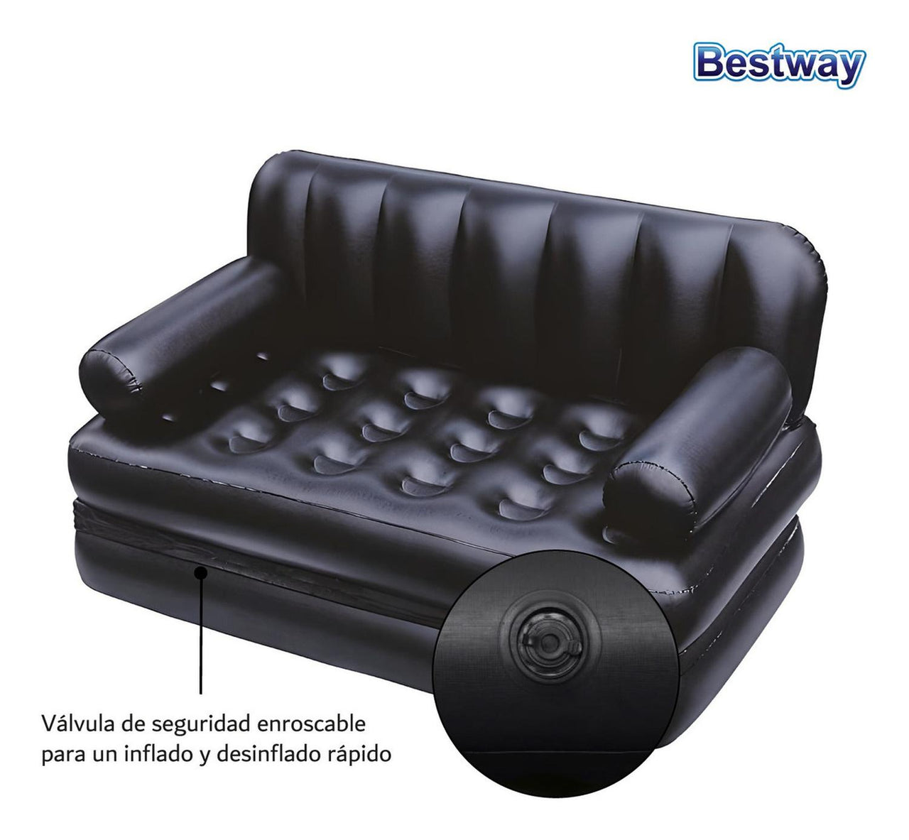 Sillón Cama Inflable Posiciones 5 en 1 Color Negro 188x152x64 cm 75054 Bestway