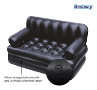 Thumbnail for Sillón Cama Inflable Posiciones 5 en 1 Color Negro 188x152x64 cm 75054 Bestway