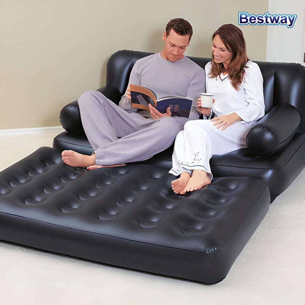 Sillón Cama Inflable Posiciones 5 en 1 Color Negro 188x152x64 cm 75054 Bestway