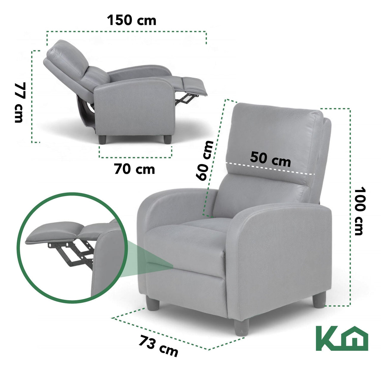 Sillon Reclinable Reposet Sofa Individual Tela Moderno Sala