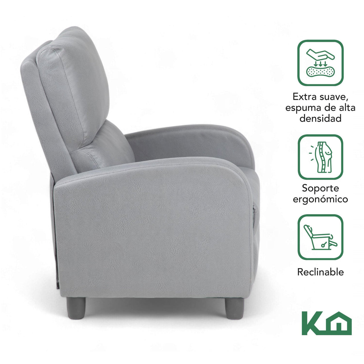 Sillon Reclinable Reposet Sofa Individual Tela Moderno Sala