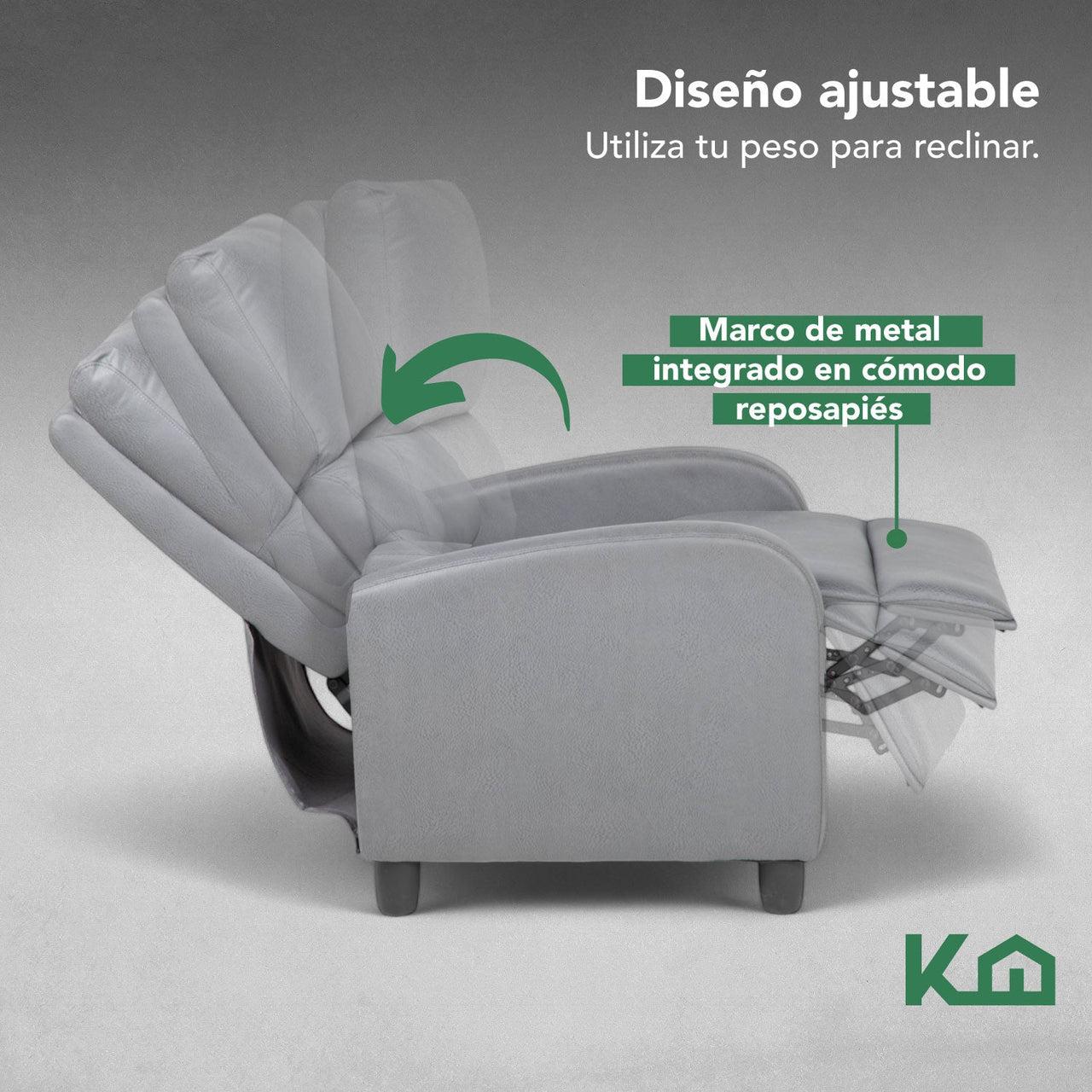 Sillon Reclinable Reposet Sofa Individual Tela Moderno Sala