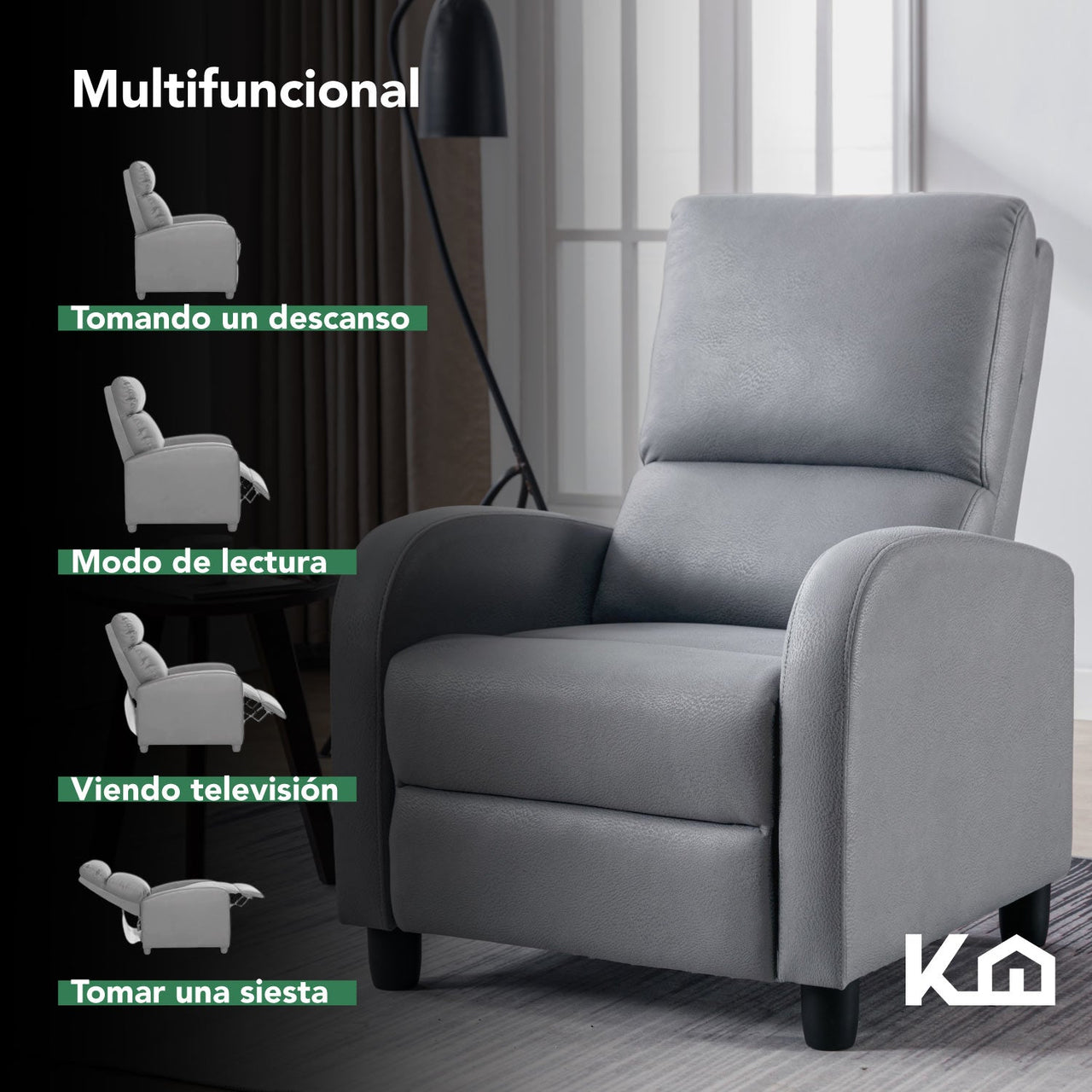 Sillon Reclinable Reposet Sofa Individual Tela Moderno Sala