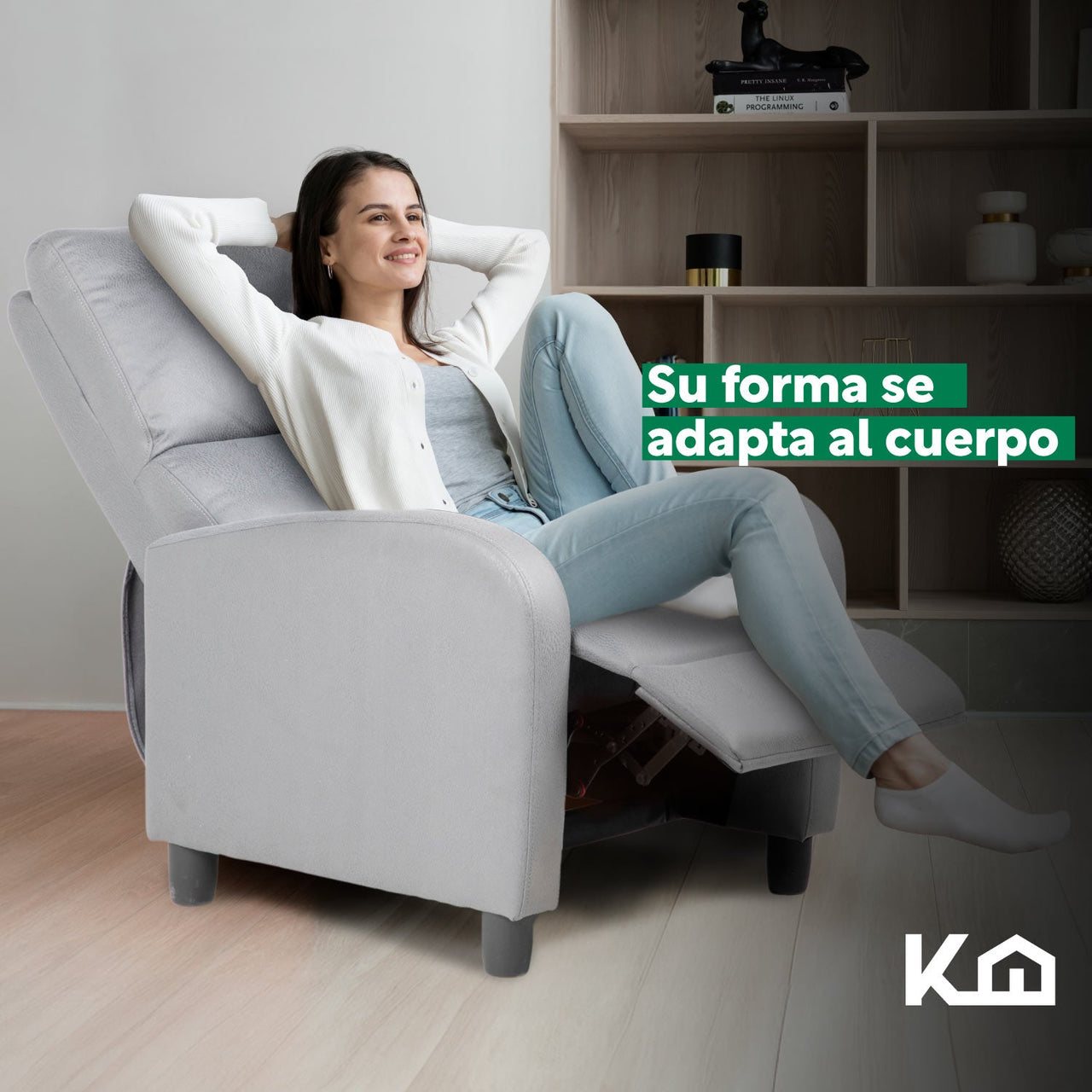 Sillon Reclinable Reposet Sofa Individual Tela Moderno Sala