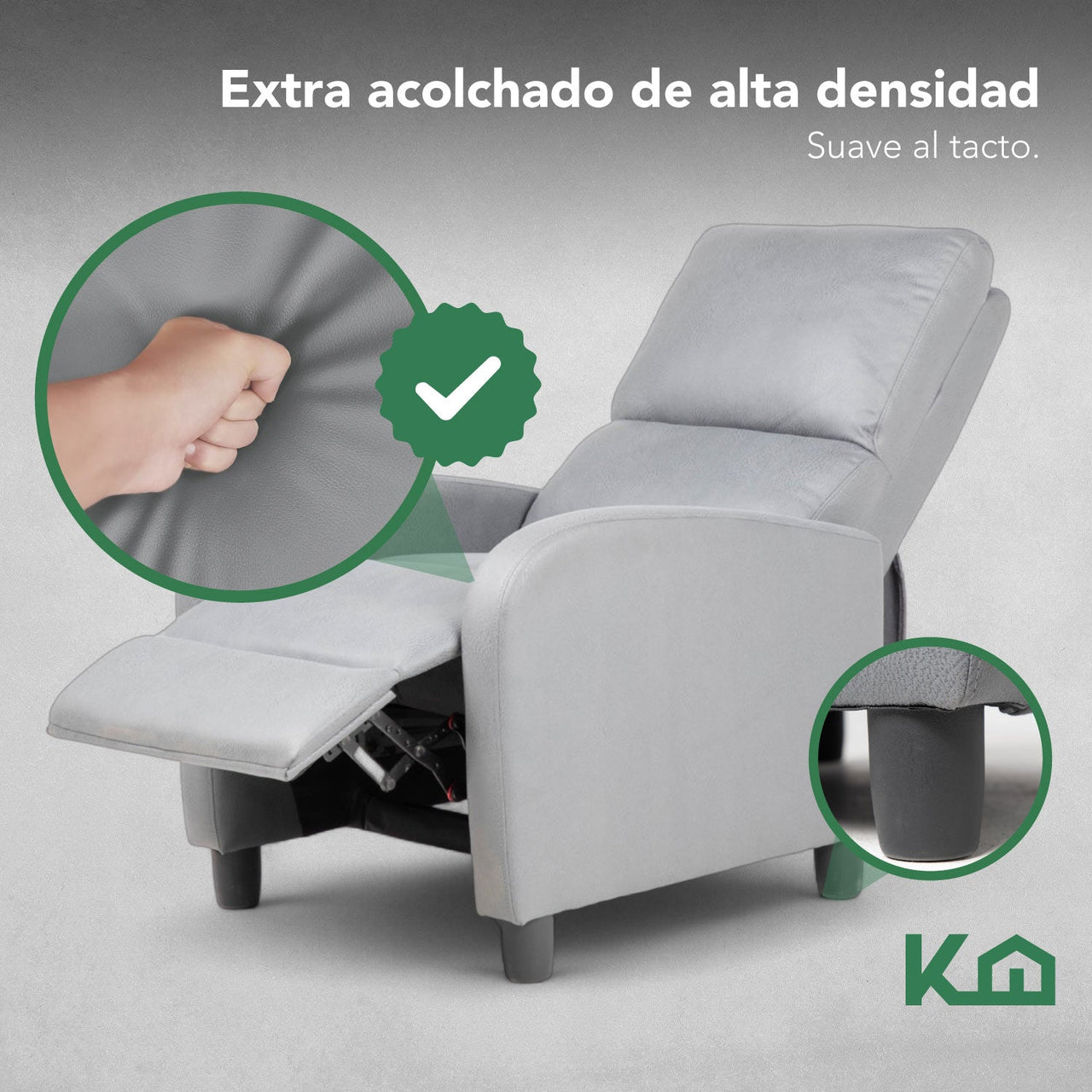 Sillon Reclinable Reposet Sofa Individual Tela Moderno Sala