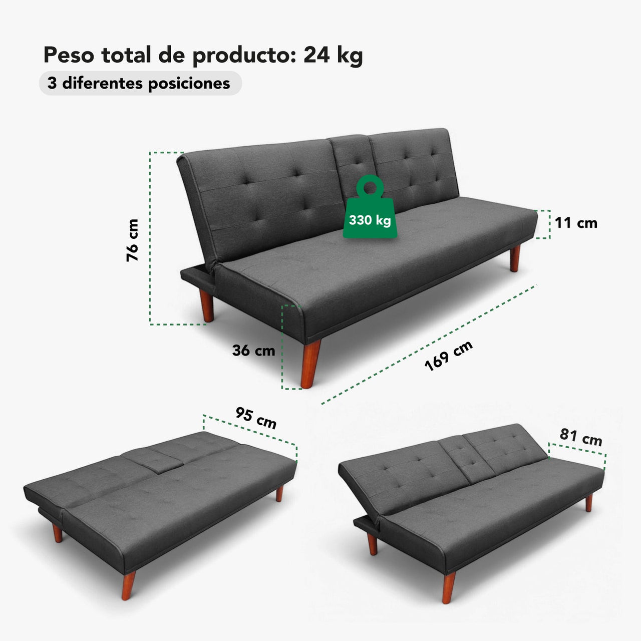 Sofá Cama Plegable Silla Reclinable Sillón Sala Moderna