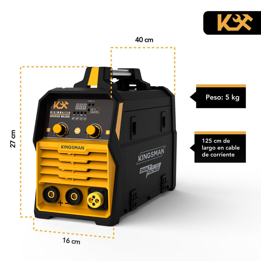 Soldadora Inverter Portátil 3 En 1 MIG TIG MMA 120A 110/220VKINGSTIGMIG