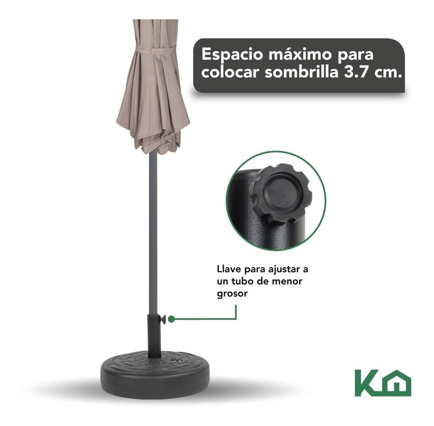 Sombrilla Jardin 2.70 metros Angulo Inclinacion + Base RellenableCOMBO - KH - 73