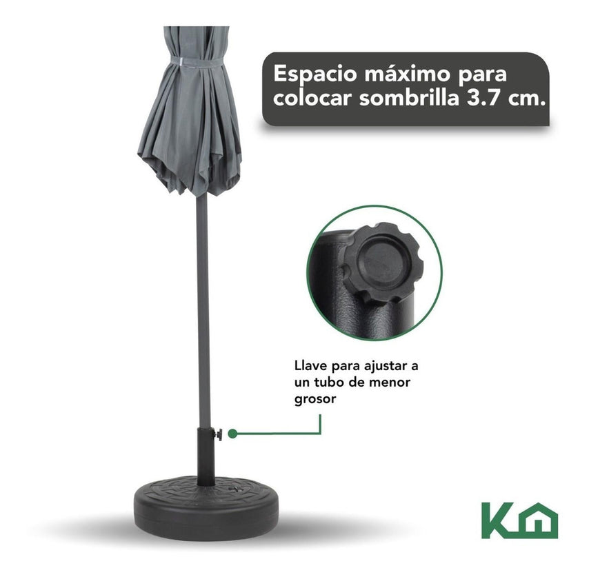 Sombrilla Jardin 2.70 metros Angulo Inclinacion + Base RellenableCOMBO - KH - 77